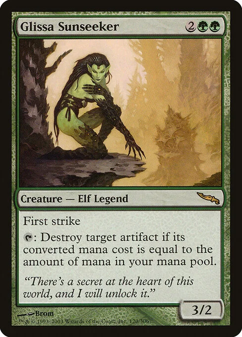 Glissa Sunseeker, carta Magic di tipo Legendary Creature — Elf Warrior illustrata da Brom