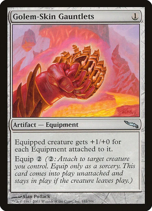 Golem-Skin Gauntlets, carta Magic di tipo Artifact — Equipment illustrata da Alan Pollack