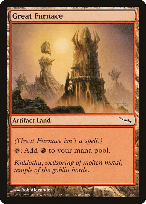 Great Furnace, carta Magic di tipo Artifact Land illustrata da Rob Alexander