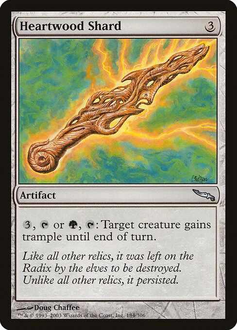 Heartwood Shard, carta Magic di tipo Artifact illustrata da Doug Chaffee