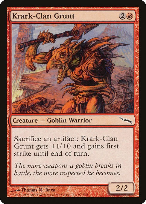 Krark-Clan Grunt, carta Magic di tipo Creature — Goblin Warrior illustrata da Thomas M. Baxa