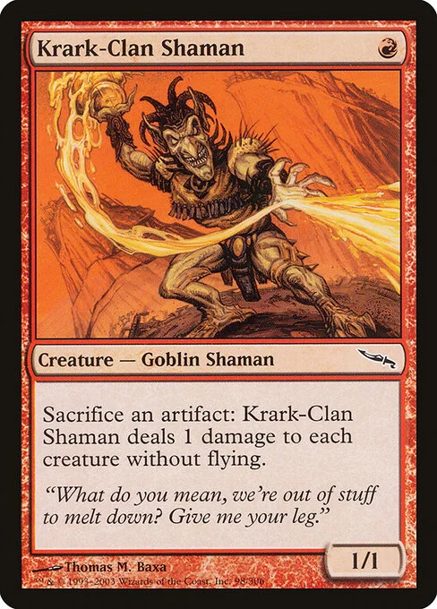 Krark-Clan Shaman, carta Magic di tipo Creature — Goblin Shaman illustrata da Thomas M. Baxa