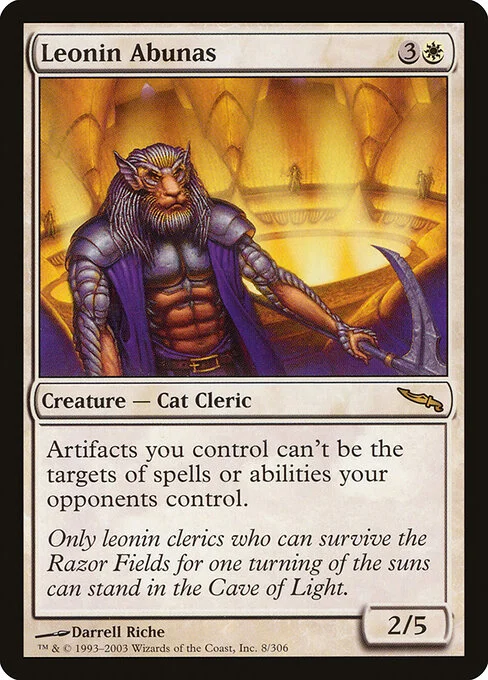 Leonin Abunas, carta Magic di tipo Creature — Cat Cleric illustrata da Darrell Riche