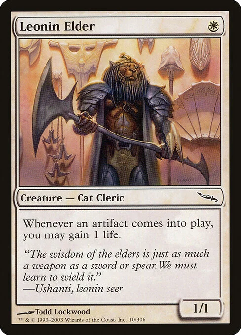 Leonin Elder, carta Magic di tipo Creature — Cat Cleric illustrata da Todd Lockwood