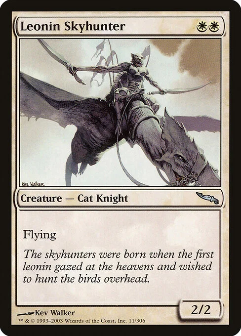 Leonin Skyhunter, carta Magic di tipo Creature — Cat Knight illustrata da Kev Walker