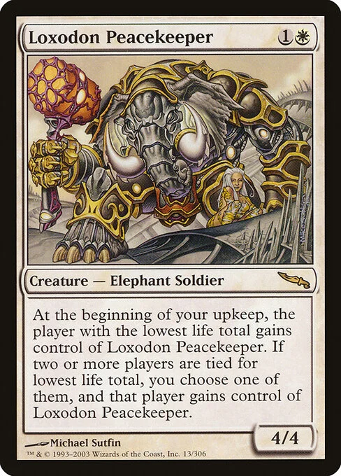 Loxodon Peacekeeper, carta Magic di tipo Creature — Elephant Soldier illustrata da Michael Sutfin