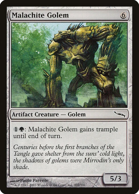 Malachite Golem, carta Magic di tipo Artifact Creature — Golem illustrata da Paolo Parente