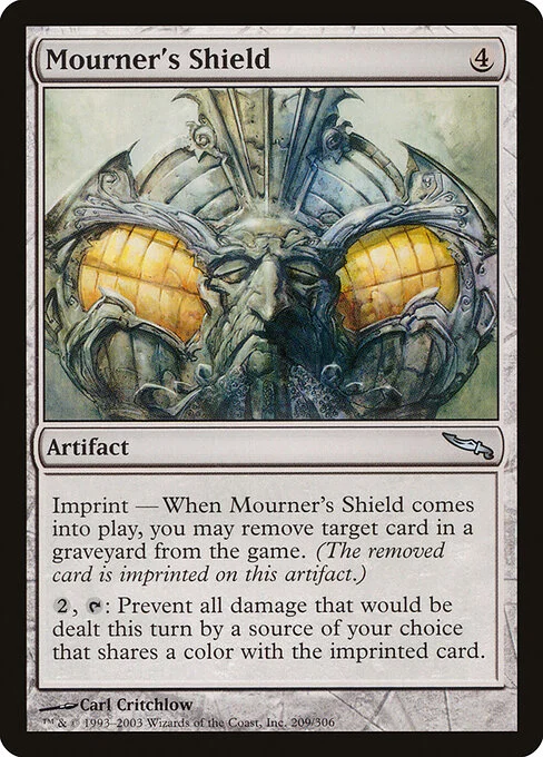 Mourner's Shield, carta Magic di tipo Artifact illustrata da Carl Critchlow