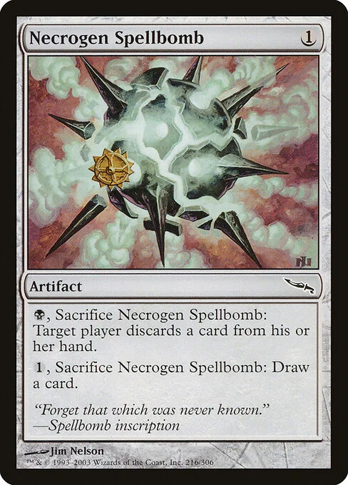 Necrogen Spellbomb, carta Magic di tipo Artifact illustrata da Jim Nelson