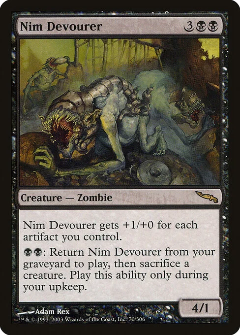 Nim Devourer, carta Magic di tipo Creature — Zombie illustrata da Adam Rex