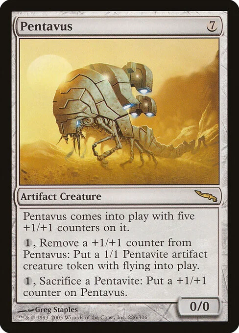 Pentavus, carta Magic di tipo Artifact Creature — Construct illustrata da Greg Staples