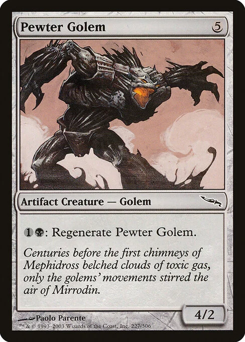 Pewter Golem, carta Magic di tipo Artifact Creature — Golem illustrata da Paolo Parente