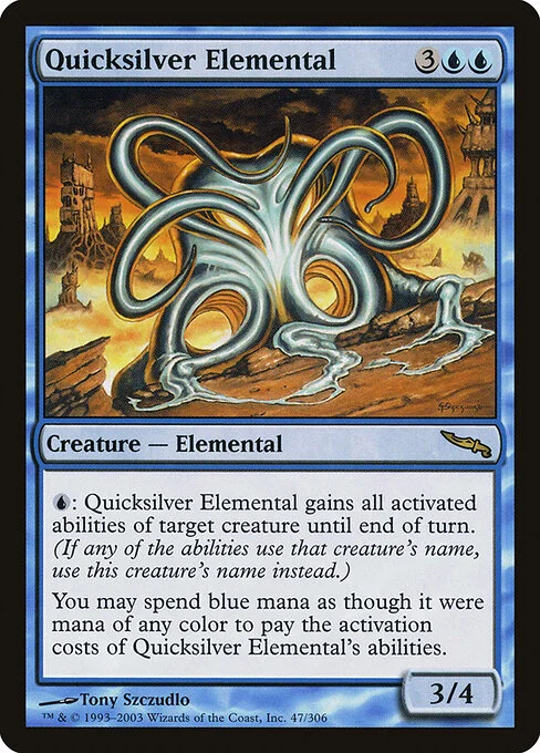 Quicksilver Elemental, carta Magic di tipo Creature — Elemental illustrata da Tony Szczudlo