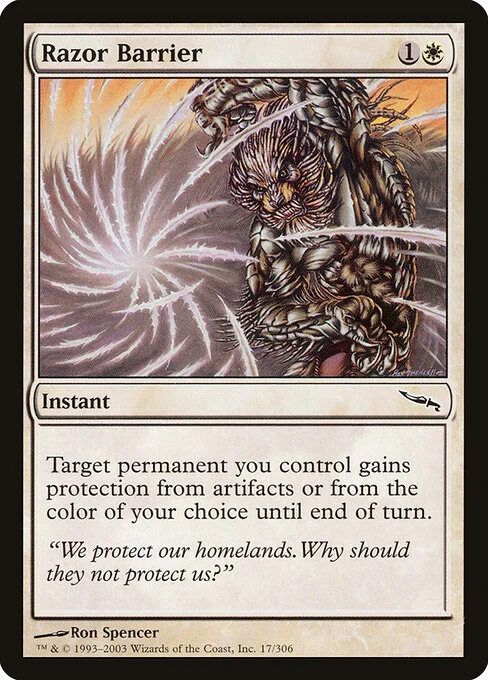 Razor Barrier, carta Magic di tipo Instant illustrata da Ron Spencer