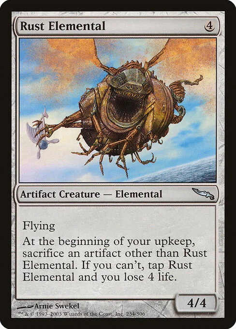 Rust Elemental, carta Magic di tipo Artifact Creature — Elemental illustrata da Arnie Swekel