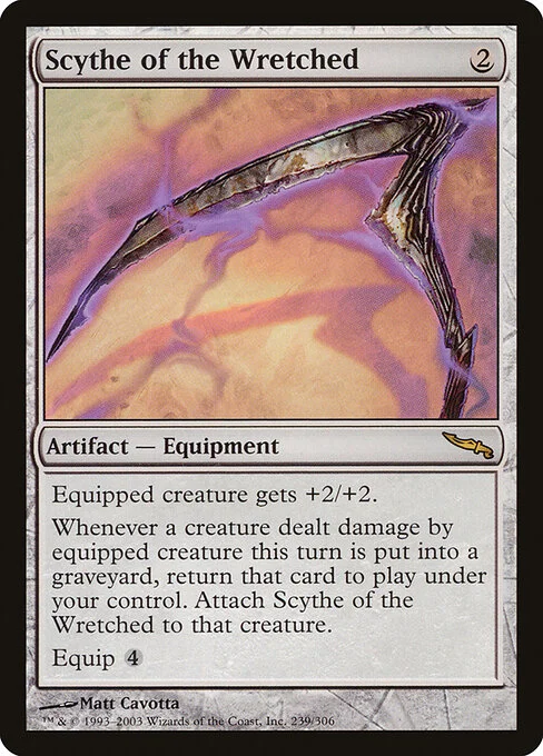 Scythe of the Wretched, carta Magic di tipo Artifact — Equipment illustrata da Matt Cavotta