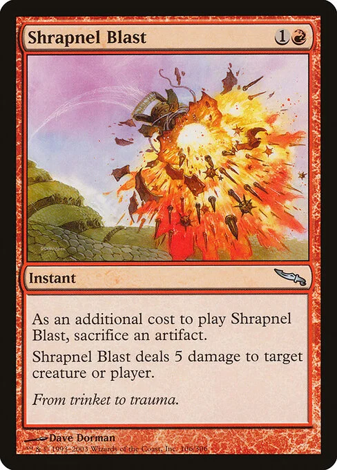 Shrapnel Blast, carta Magic di tipo Instant illustrata da Dave Dorman