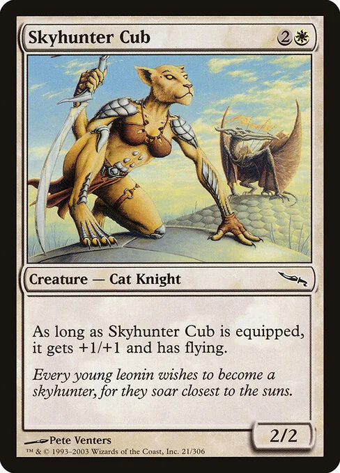 Skyhunter Cub, carta Magic di tipo Creature — Cat Knight illustrata da Pete Venters