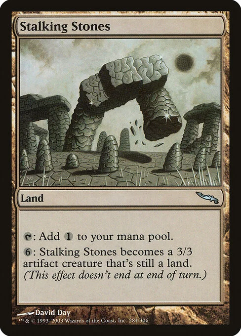 Stalking Stones, carta Magic di tipo Land illustrata da David Day