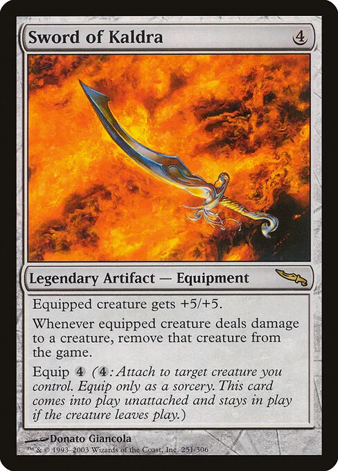 Sword of Kaldra, carta Magic di tipo Legendary Artifact — Equipment illustrata da Donato Giancola