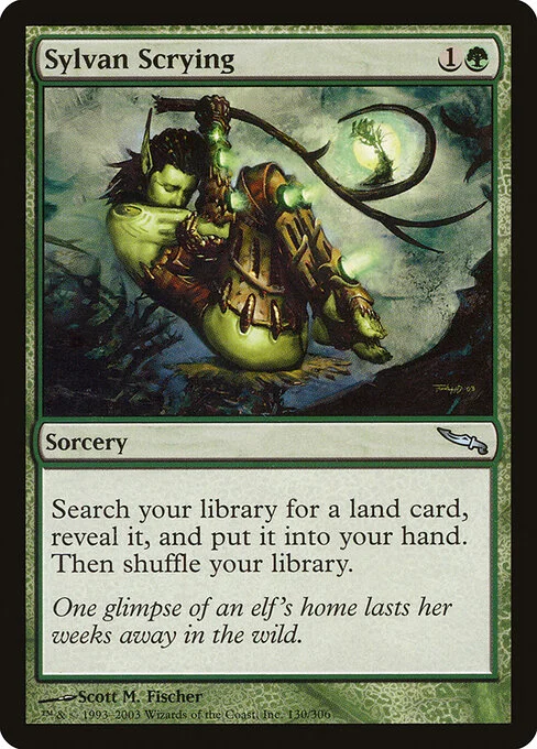 Sylvan Scrying, carta Magic di tipo Sorcery illustrata da Scott M. Fischer