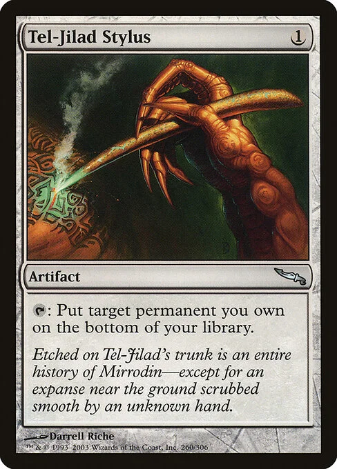Tel-Jilad Stylus, carta Magic di tipo Artifact illustrata da Darrell Riche