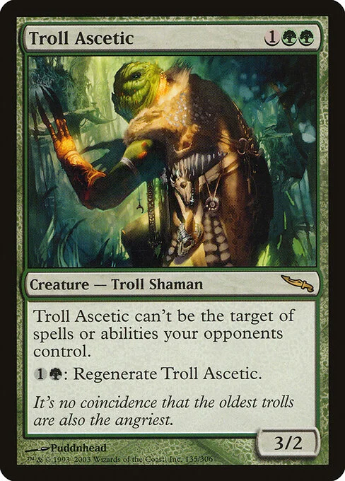 Troll Ascetic, carta Magic di tipo Creature — Troll Shaman illustrata da Puddnhead
