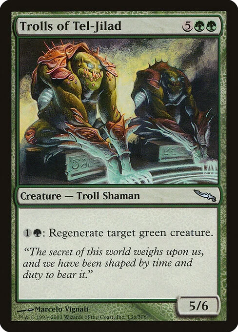 Trolls of Tel-Jilad, carta Magic di tipo Creature — Troll Shaman illustrata da Marcelo Vignali