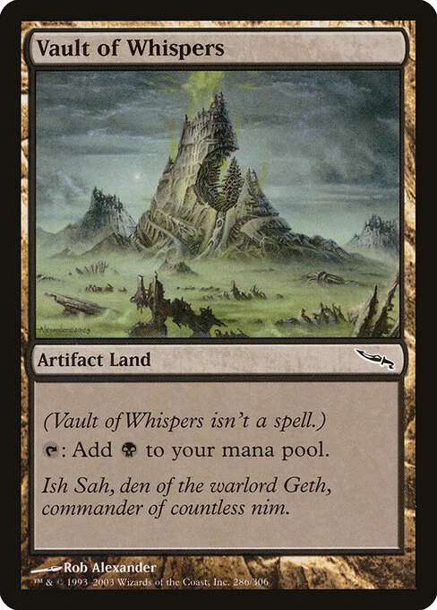 Vault of Whispers, carta Magic di tipo Artifact Land illustrata da Rob Alexander