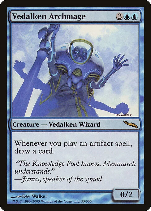 Vedalken Archmage, carta Magic di tipo Creature — Vedalken Wizard illustrata da Kev Walker