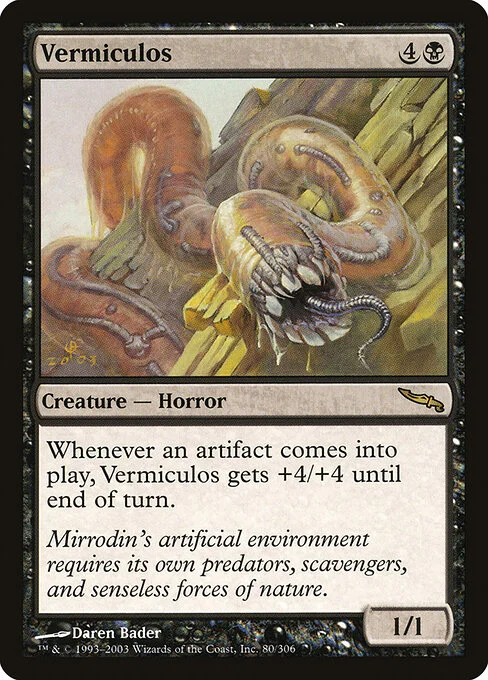 Vermiculos, carta Magic di tipo Creature — Horror illustrata da Daren Bader