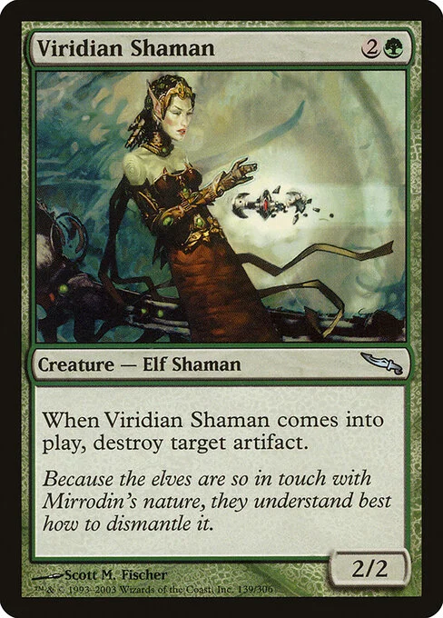 Viridian Shaman, carta Magic di tipo Creature — Elf Shaman illustrata da Scott M. Fischer