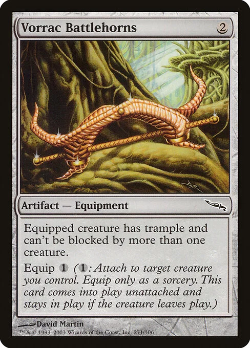 Vorrac Battlehorns, carta Magic di tipo Artifact — Equipment illustrata da David Martin