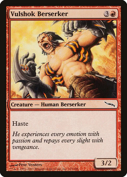 Vulshok Berserker, carta Magic di tipo Creature — Human Berserker illustrata da Pete Venters