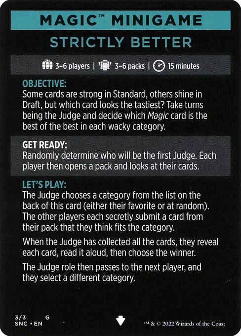 Strictly Better // Strictly Better (cont'd), carta Magic di tipo Card // Card