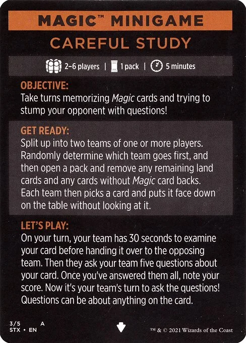 Careful Study (minigame) // Careful Study (cont'd), carta Magic di tipo Card