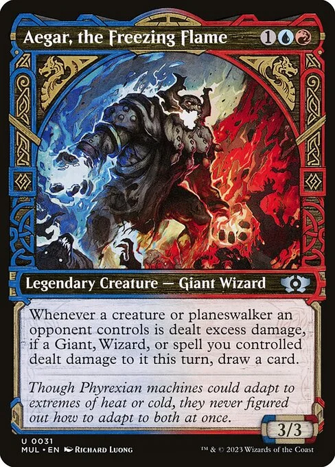 Aegar, the Freezing Flame, carta Magic di tipo Legendary Creature — Giant Wizard illustrata da Richard Luong