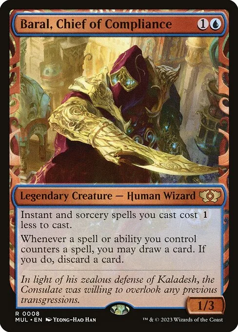 Baral, Chief of Compliance, carta Magic di tipo Legendary Creature — Human Wizard illustrata da Yeong-Hao Han