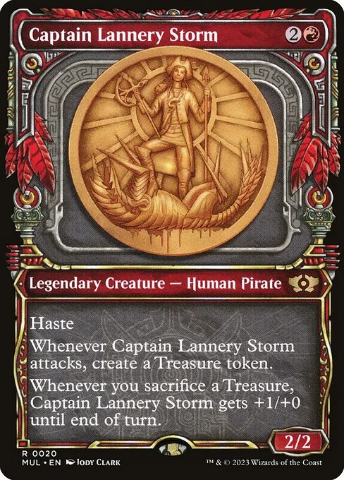 Captain Lannery Storm, carta Magic di tipo Legendary Creature — Human Pirate illustrata da Jody Clark
