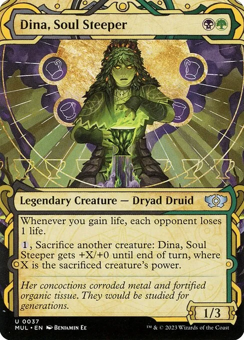 Dina, Soul Steeper, carta Magic di tipo Legendary Creature — Dryad Druid illustrata da Benjamin Ee