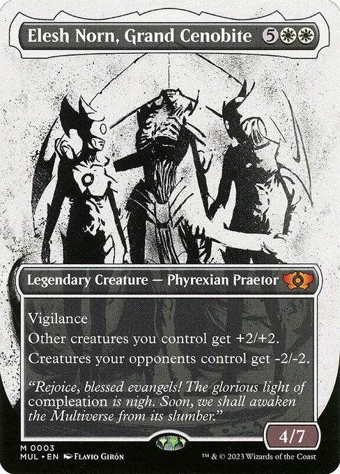 Elesh Norn, Grand Cenobite, carta Magic di tipo Legendary Creature — Phyrexian Praetor illustrata da Flavio Girón
