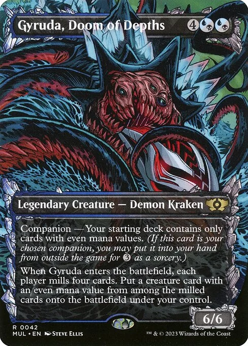 Gyruda, Doom of Depths, carta Magic di tipo Legendary Creature — Demon Kraken illustrata da Steve Ellis