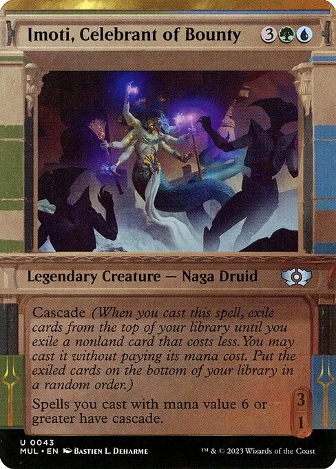 Imoti, Celebrant of Bounty, carta Magic di tipo Legendary Creature — Snake Druid illustrata da Bastien L. Deharme