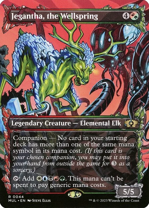 Jegantha, the Wellspring, carta Magic di tipo Legendary Creature — Elemental Elk illustrata da Steve Ellis