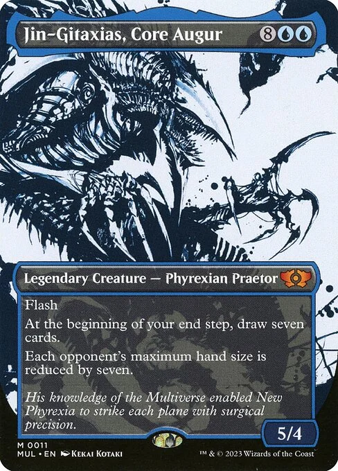 Jin-Gitaxias, Core Augur, carta Magic di tipo Legendary Creature — Phyrexian Praetor illustrata da Kekai Kotaki
