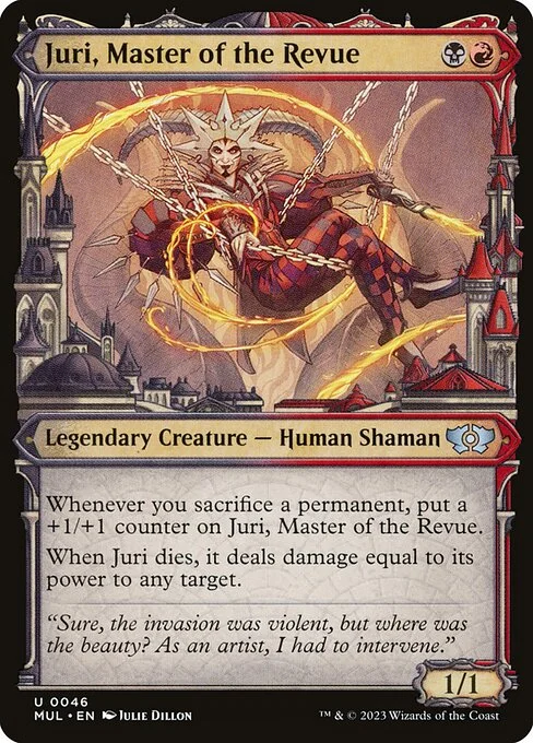 Juri, Master of the Revue, carta Magic di tipo Legendary Creature — Human Shaman illustrata da Julie Dillon