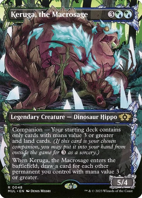Keruga, the Macrosage, carta Magic di tipo Legendary Creature — Dinosaur Hippo illustrata da Denis Medri