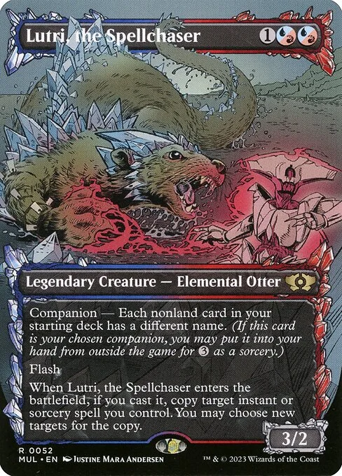 Lutri, the Spellchaser, carta Magic di tipo Legendary Creature — Elemental Otter illustrata da Justine Mara Andersen