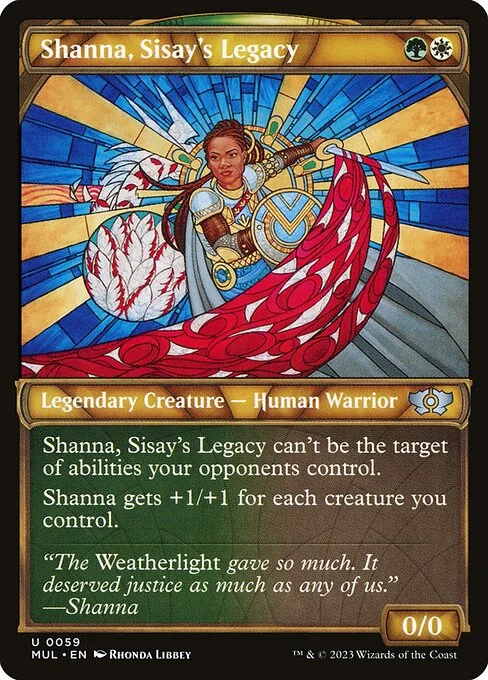 Shanna, Sisay's Legacy, carta Magic di tipo Legendary Creature — Human Warrior illustrata da Rhonda Libbey