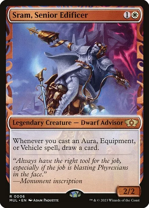 Sram, Senior Edificer, carta Magic di tipo Legendary Creature — Dwarf Advisor illustrata da Adam Paquette